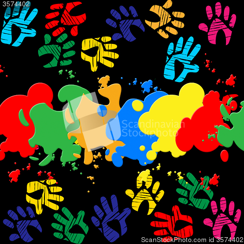 Image of Colourful Handprints Indicates Color Colors And Backgrounds