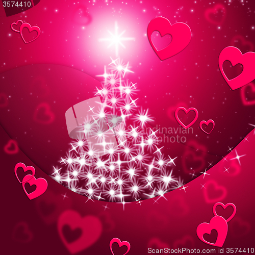 Image of Xmas Tree Shows Valentine\'s Day And Festive