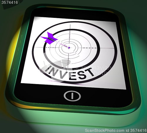 Image of Invest Smartphone Displays Investors And Investing Money Online