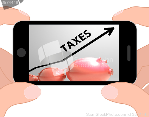 Image of Taxes Arrow Displays Higher Taxation And Levies