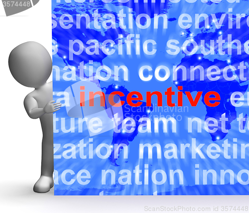 Image of Incentive Word Cloud Sign Shows Bonus Inducement Reward