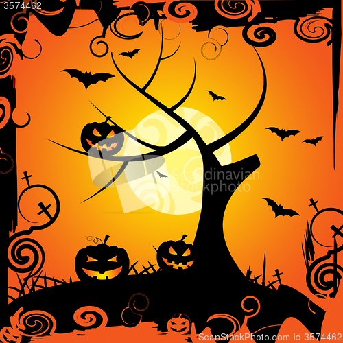 Image of Halloween Tree Means Trick Or Treat And Celebration