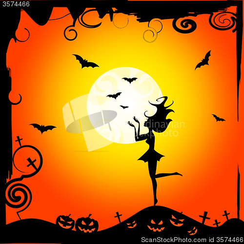 Image of Bats Girl Represents Trick Or Treat And Autumn