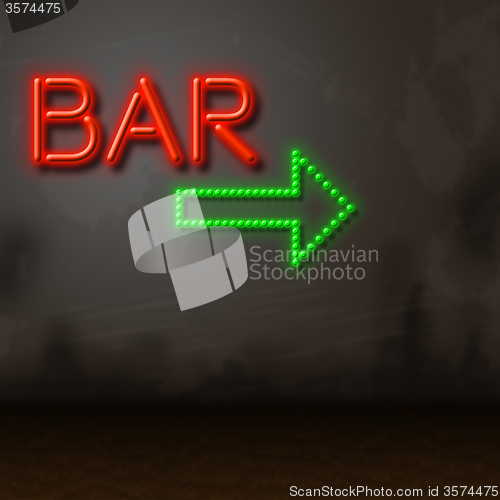 Image of Neon Bar Indicates Tavern Bright And Glow