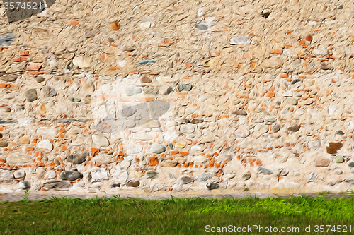 Image of italy  and cracked  step   brick in    old wall texture material