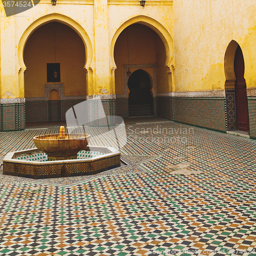 Image of fountain in morocco africa old antique construction  mousque pal