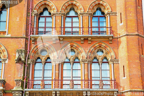 Image of old wall architecture in london england windows and brick exteri