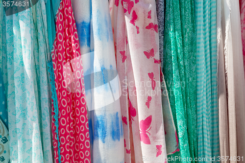 Image of in  greece  accessory colorfull scarf and headscarf old 