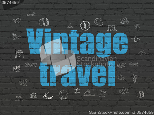 Image of Vacation concept: Vintage Travel on wall background