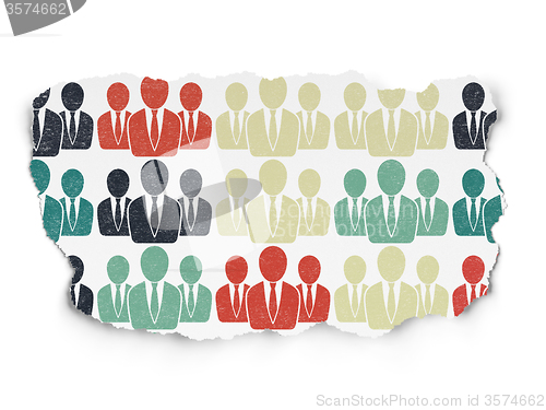 Image of Law concept: Business People icons on Torn Paper background