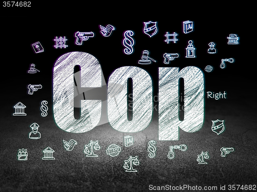 Image of Law concept: Cop in grunge dark room