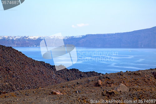 Image of volcanic land in  greece  mediterranean sea