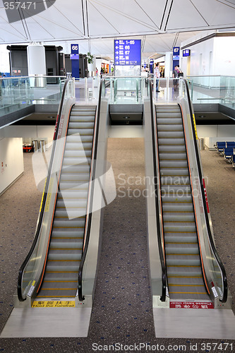 Image of detail of an escalator in Hong Kong aeroport