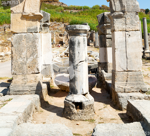 Image of perge old construction in asia turkey the column  and the roman 