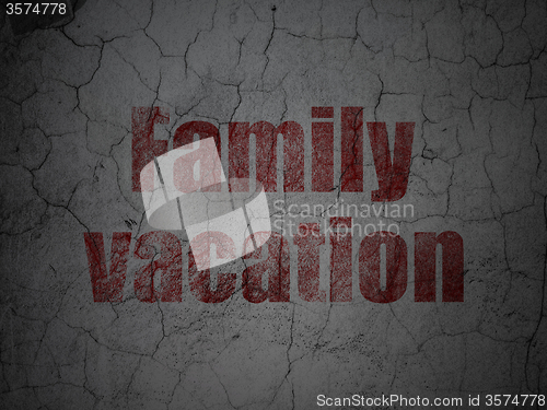 Image of Travel concept: Family Vacation on grunge wall background