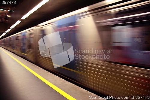 Image of train blured in motion