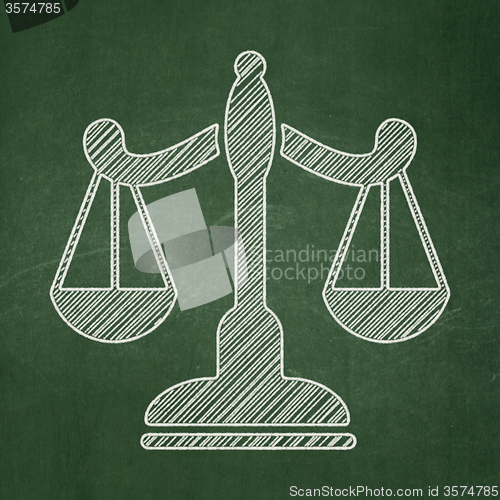Image of Law concept: Scales on chalkboard background