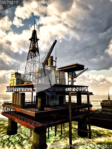 Image of Oil rig at sea