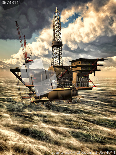 Image of Oil rig at sea