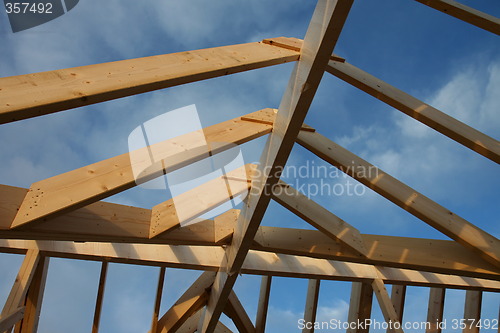 Image of Framework of the roof construction on a house