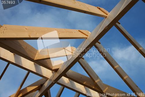 Image of Framework of the roof construction on a house