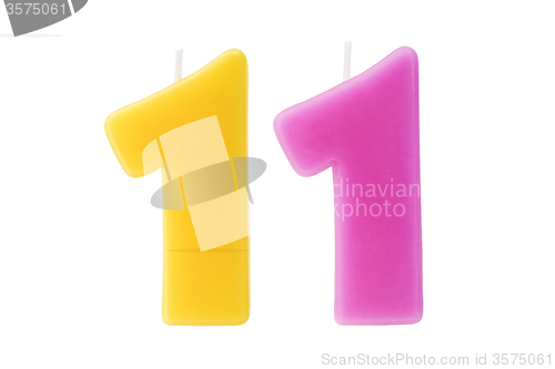 Image of Eleventh birthday candles isolated 