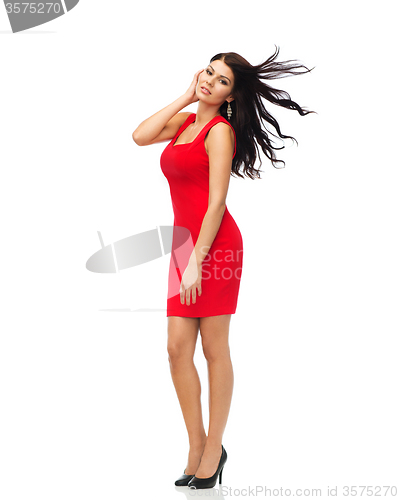 Image of beautiful sexy woman in red dress