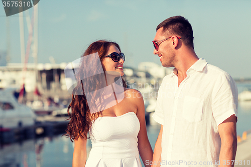 Image of smiling couple in city