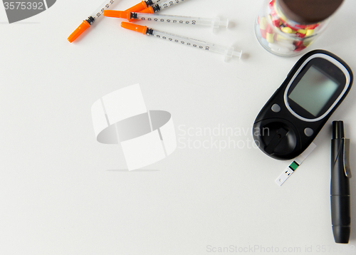 Image of close up of diabedic tools and medication