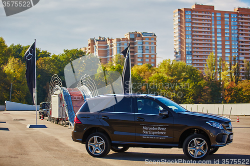 Image of Kiev, Ukraine - OCTOBER 10, 2015: Mercedes Benz star experience. The series of test drives