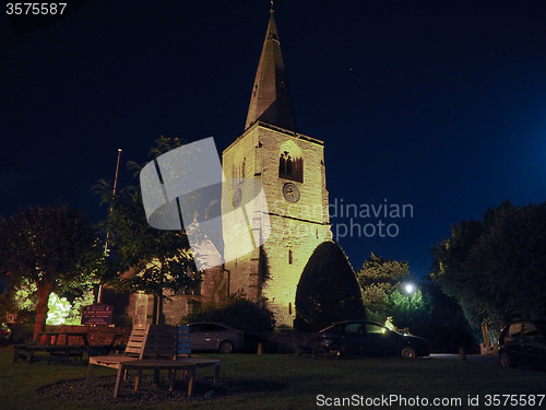 Image of St Mary Magdalene church in Tanworth in Arden at night