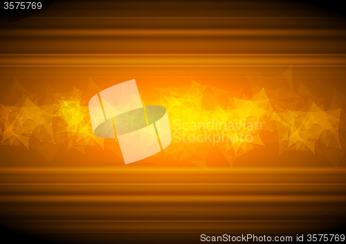 Image of Glowing orange tech background with low poly