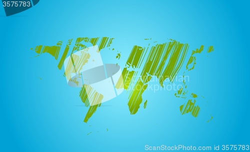 Image of Bright green grunge world map on blue