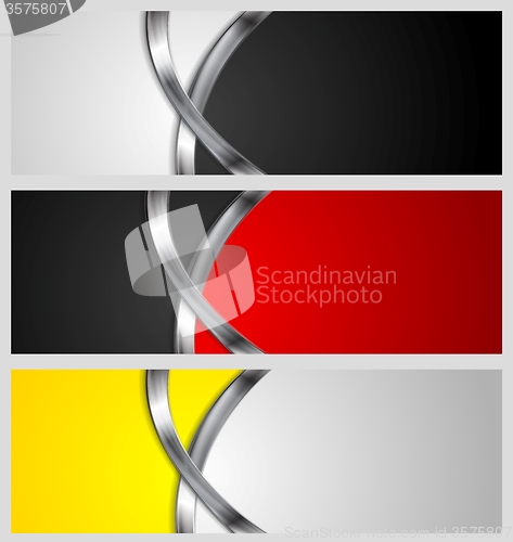 Image of Abstract vector banners with metal waves