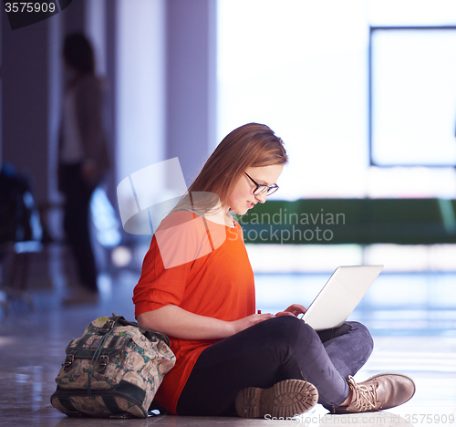 Image of student girl with laptop computer