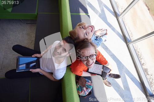 Image of students group working on school  project  together