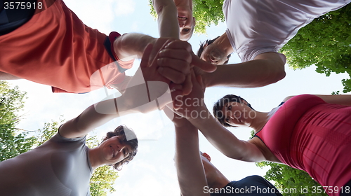 Image of jogging people group have fun