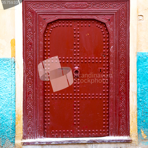 Image of old door in morocco africa ancien and wall ornate brown