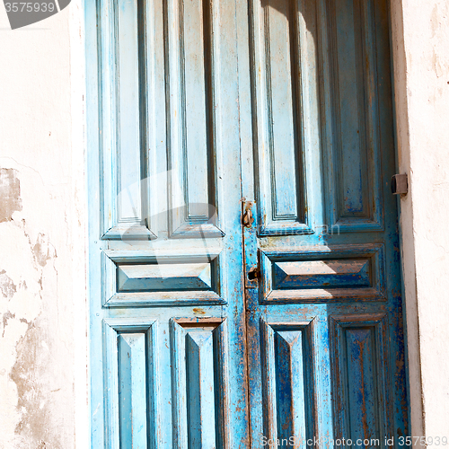 Image of old door in morocco africa ancien and wall ornate blue