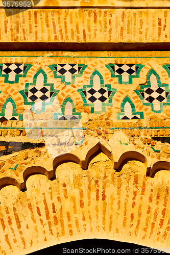 Image of old door in morocco africa   wall   yellow