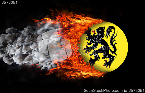 Image of Flag with a trail of fire - Flanders