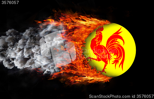 Image of Flag with a trail of fire - Wallonia