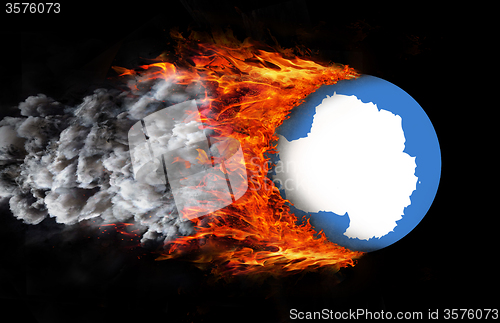 Image of Flag with a trail of fire - Antarctica