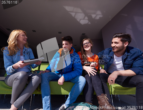 Image of students group standing together as team
