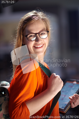 Image of student girl with tablet computer