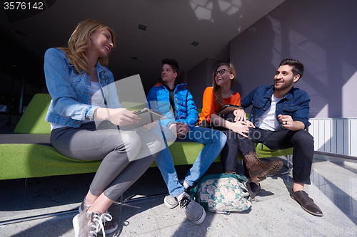 Image of students group standing together as team