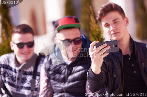 Image of students group taking selfie