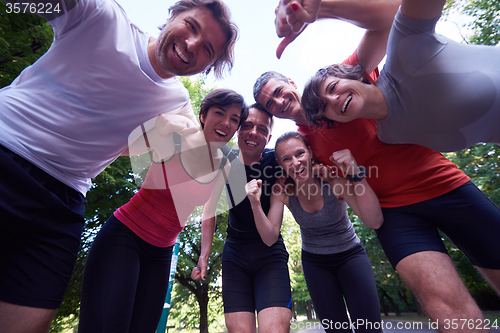 Image of jogging people group have fun