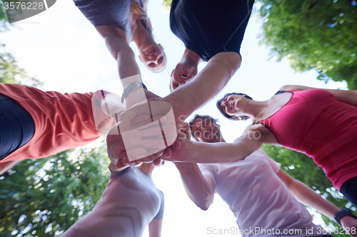 Image of jogging people group have fun