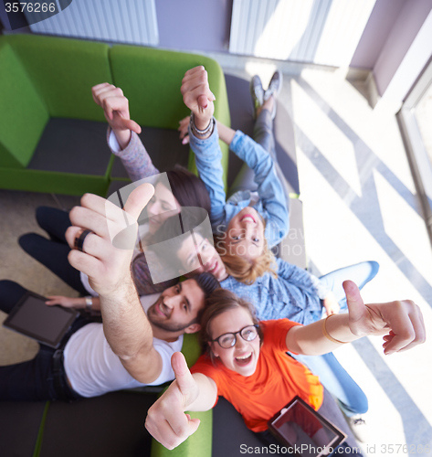 Image of students group working on school  project  together